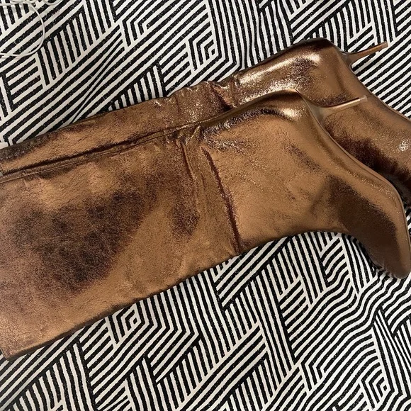 NWT Zara Shimmering Copper Heeled Boots - Picture 4 of 6